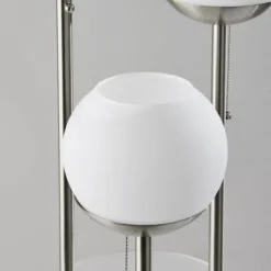 Kirkland's Home Floor Lamps-Silver Globe 3-Light Shelf Floor Lamp