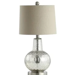 Kirkland's Home Table Lamps-Silver Hammered Mercury Glass Table Lamp