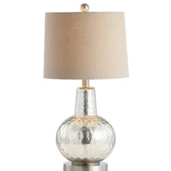 Kirkland's Home Table Lamps-Silver Hammered Mercury Glass Table Lamp