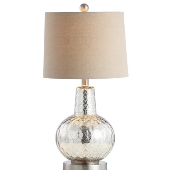 Kirkland's Home Table Lamps-Silver Hammered Mercury Glass Table Lamp