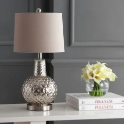 Kirkland's Home Table Lamps-Silver Hammered Mercury Glass Table Lamp