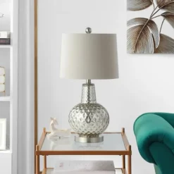 Kirkland's Home Table Lamps-Silver Hammered Mercury Glass Table Lamp