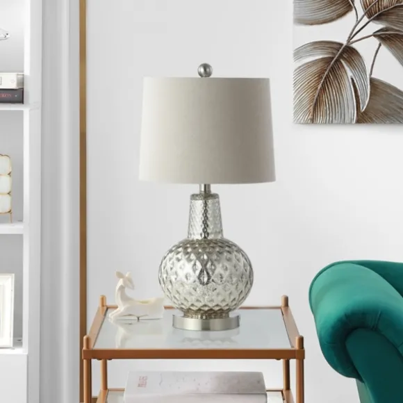 Kirkland's Home Table Lamps-Silver Hammered Mercury Glass Table Lamp