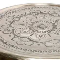 Kirkland's Home Accent & End Tables-Silver Mandala Hairpin Accent Table