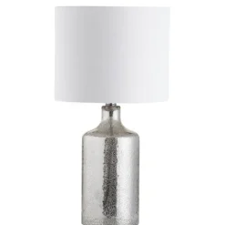 Kirkland's Home Table Lamps-Silver Mercury Glass Cylinder Table Lamp