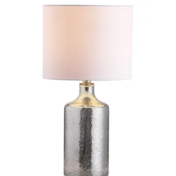 Kirkland's Home Table Lamps-Silver Mercury Glass Cylinder Table Lamp