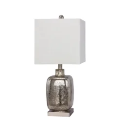Kirkland's Home Table Lamps-Silver Mercury Glass Square Table Lamp