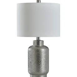 Kirkland's Home Table Lamps-Silver Selena Hammered Table Lamp