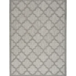 Kirkland's Home Outdoor Rugs-Silver Trellis Indoor/Outdoor Area Rug, 5X7