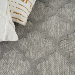 Kirkland's Home Outdoor Rugs-Silver Trellis Indoor/Outdoor Area Rug, 5X7