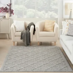 Kirkland's Home Outdoor Rugs-Silver Trellis Indoor/Outdoor Area Rug, 5X7