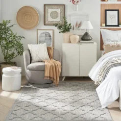 Kirkland's Home Outdoor Rugs-Silver Trellis Indoor/Outdoor Area Rug, 6X9