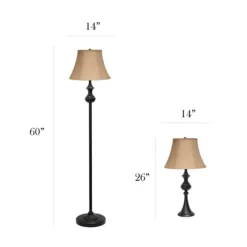 Kirkland's Home Table Lamps-Simple Bronze Metal 3-Pc. Floor And Table Lamp Set