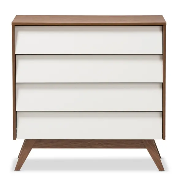 Kirkland's Home Dressers & Chests-Slant Two-Tone Walnut 4-Drawer Chest