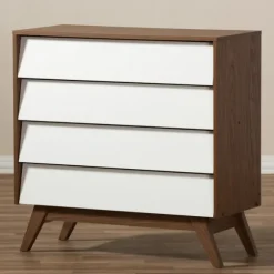 Kirkland's Home Dressers & Chests-Slant Two-Tone Walnut 4-Drawer Chest