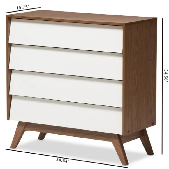 Kirkland's Home Dressers & Chests-Slant Two-Tone Walnut 4-Drawer Chest