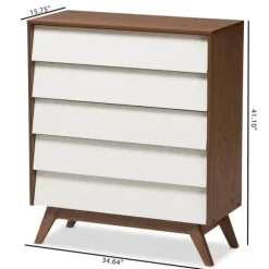 Kirkland's Home Dressers & Chests-Slant Two-Tone Walnut 5-Drawer Chest