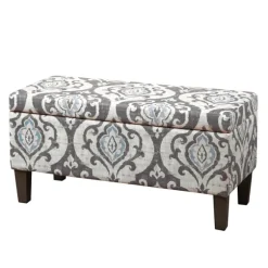 Kirkland's Home Benches & Ottomans-Slate Blue Ikat Storage Ottoman
