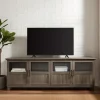 Kirkland's Home Tv Stands & Media Consoles-Slate Glass Paneled Door Tv Stand