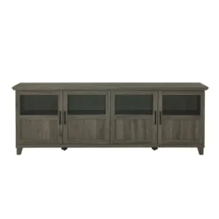 Kirkland's Home Tv Stands & Media Consoles-Slate Glass Paneled Door Tv Stand