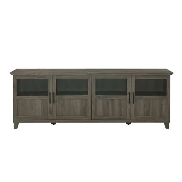 Kirkland's Home Tv Stands & Media Consoles-Slate Glass Paneled Door Tv Stand