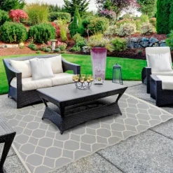 Kirkland's Home Outdoor Rugs-Slate Honeycomb Outdoor Area Rug, 4X6