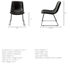 Kirkland's Home Dining Chairs-Slate Vegan Leather Bucket Dining Chairs, Set Of 2