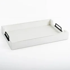 Kirkland's Home Decorative Trays-Slatted Wood & Metal Handles Tray