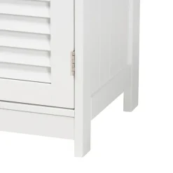 Kirkland's Home Bathroom Furniture-Slatted Wood Bathroom Cabinet