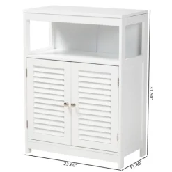 Kirkland's Home Bathroom Furniture-Slatted Wood Bathroom Cabinet