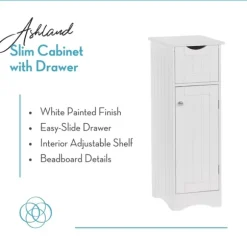 Kirkland's Home Bathroom Furniture-Slim Single Door Cabinet With Drawer