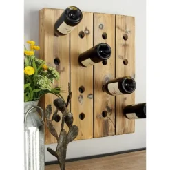 Kirkland's Home Decorative Accents-Small Rustic Barn Wood Wine Bottle Holder