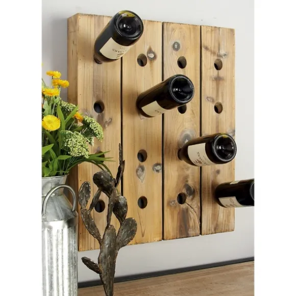 Kirkland's Home Decorative Accents-Small Rustic Barn Wood Wine Bottle Holder