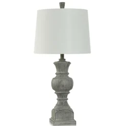 Kirkland's Home Table Lamps-Smokey Slate Gray Baluster Grain Table Lamp