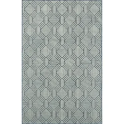 Kirkland's Home Outdoor Rugs-Smoky Blue Geometric Indoor/Outdoor Area Rug, 5X7