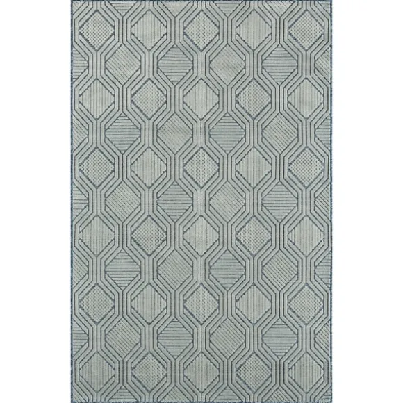 Kirkland's Home Outdoor Rugs-Smoky Blue Geometric Indoor/Outdoor Area Rug, 5X7