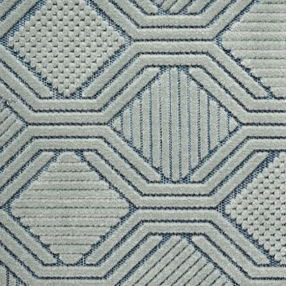 Kirkland's Home Outdoor Rugs-Smoky Blue Geometric Indoor/Outdoor Area Rug, 5X7