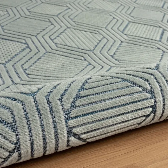 Kirkland's Home Outdoor Rugs-Smoky Blue Geometric Indoor/Outdoor Area Rug, 5X7