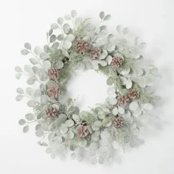 Kirkland's Home Wreaths-Snow Dusted Eucalyptus And Pinecone Wreath