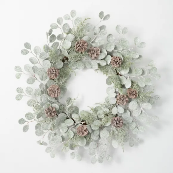 Kirkland's Home Wreaths-Snow Dusted Eucalyptus And Pinecone Wreath