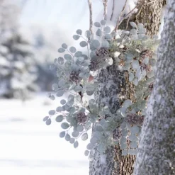 Kirkland's Home Wreaths-Snow Dusted Eucalyptus And Pinecone Wreath