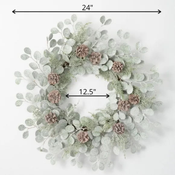 Kirkland's Home Wreaths-Snow Dusted Eucalyptus And Pinecone Wreath