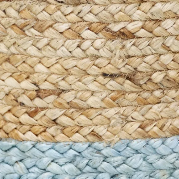 Kirkland's Home Baskets & Boxes-Spa Blue And Tan Woven Basket With Tassel, 19 In.