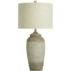 Kirkland's Home Table Lamps-Speckled Cream Two-Tone Ridge Table Lamp