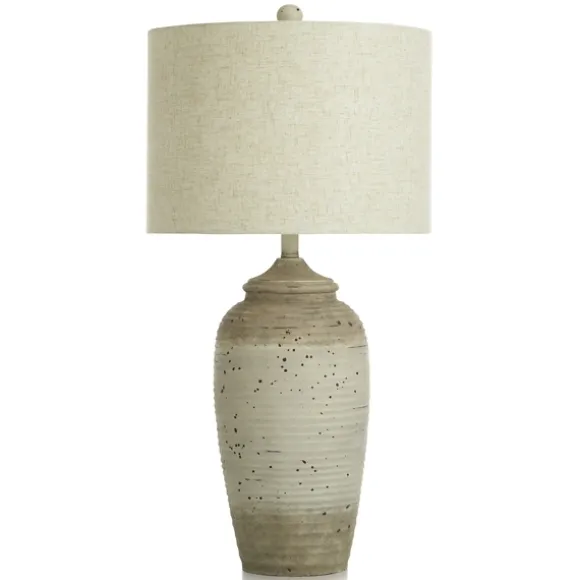 Kirkland's Home Table Lamps-Speckled Cream Two-Tone Ridge Table Lamp