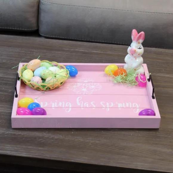 Kirkland's Home Decorative Trays-Spring Has Sprung Wood Tray