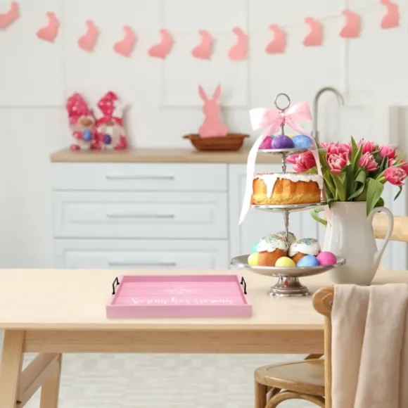 Kirkland's Home Decorative Trays-Spring Has Sprung Wood Tray