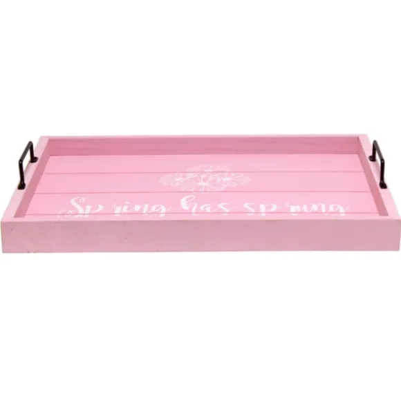 Kirkland's Home Decorative Trays-Spring Has Sprung Wood Tray