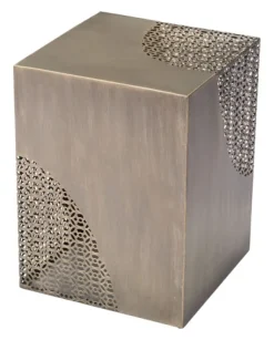 Kirkland's Home Accent & End Tables-Square Antique Gold Metal Accent Table