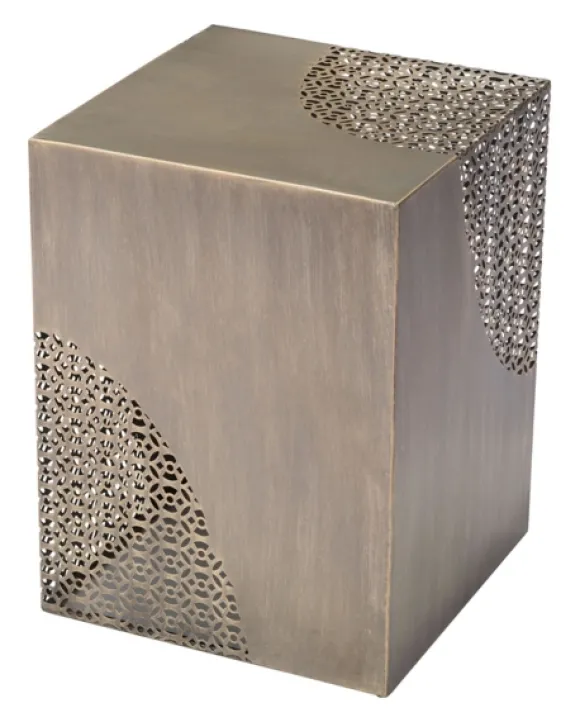 Kirkland's Home Accent & End Tables-Square Antique Gold Metal Accent Table